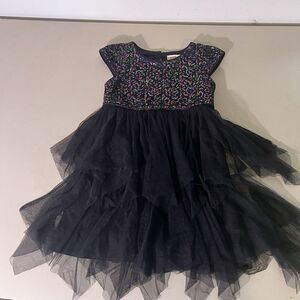 Cat Jack Black Sequins Girls‎ Dress Tulle Dressy Size 5T Halloween Witch Costume